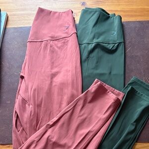 Gym Shark Elevate Leggings Bundle- Rust and Forest Green